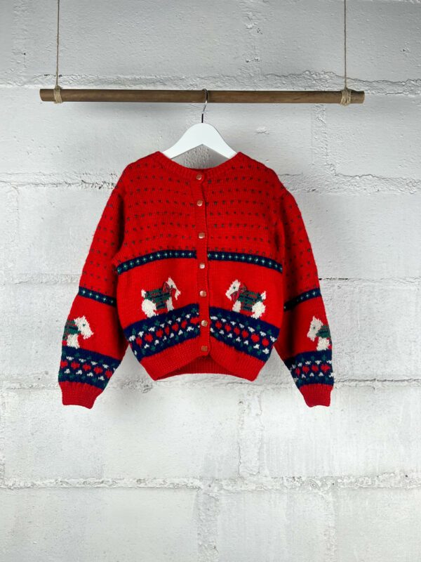 Gilet 4 ans tricoté main à motif chien 90s 🧶 – Image 2